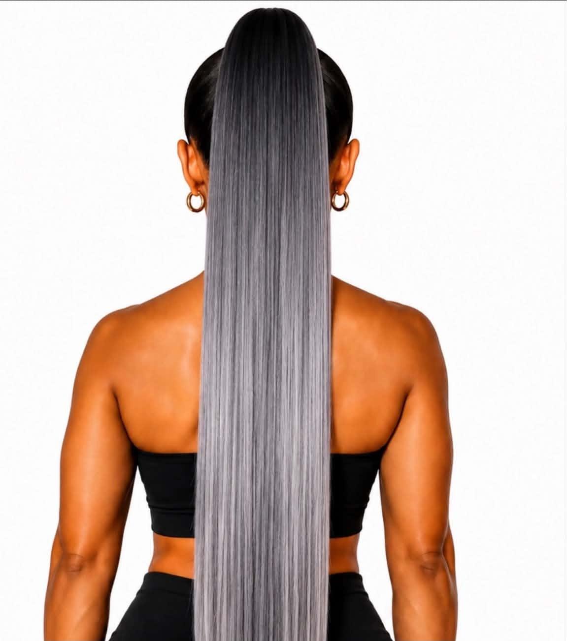 28" BLACK SILVER OMBRE