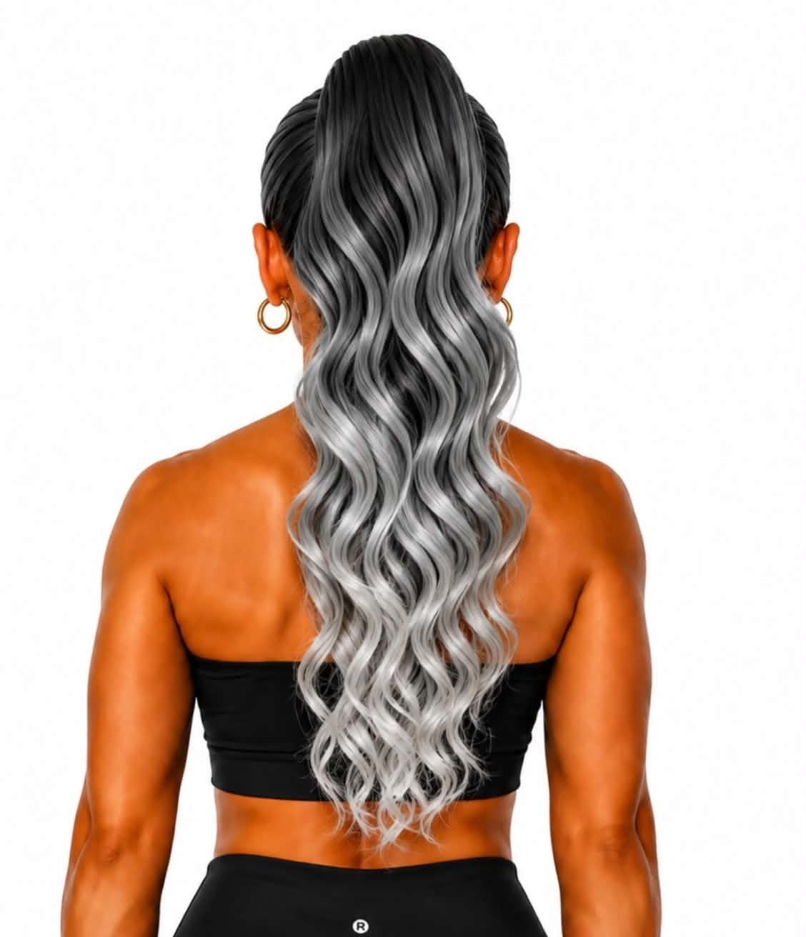 20" BLACK SILVER OMBRÉ WAVY